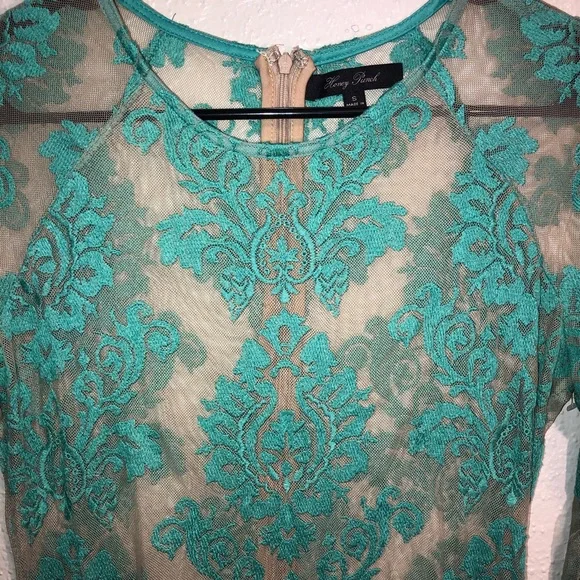 Teal lace one piece dress Size 17” Pit 2 Pit 34”Length. - Picture 3 of 6